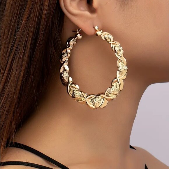 14K Gold Large Chunky Hoop Earrings Womens Big Hoops Ladies Jewelry Thick 14 NEW - Picture 3 of 6